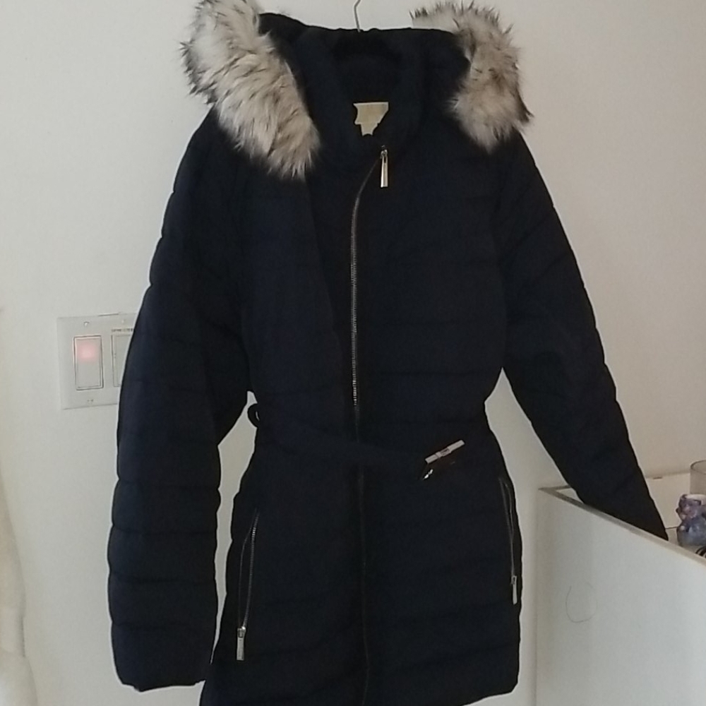 Michael Kors ski jacket with fur hood, navy